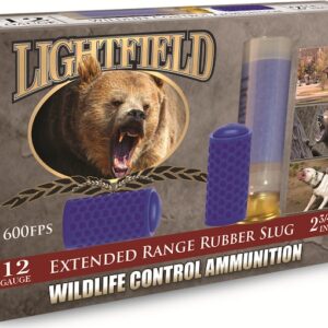 Lightfield Wildlife Control Less Lethal Extended Range 12 Gauge Rubber Slug 2-3/4" 130 Grain Box of 5