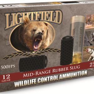 Lightfield Wildlife Control Less Lethal Mid Range 12 Gauge Rubber Slug 2-3/4" 130 Grain Box of 5