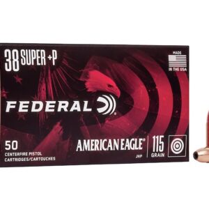 Federal American Eagle 38 Super +P Ammo 115 Grain Jacketed Hollow Point Box of 50