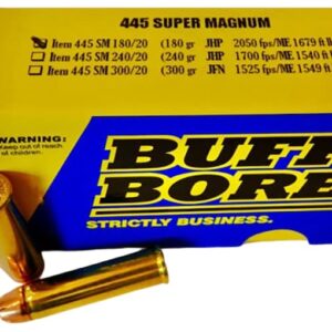 Buffalo Bore 445 Super Magnum Ammo 180 Grain Jacketed Hollow Point Box of 20